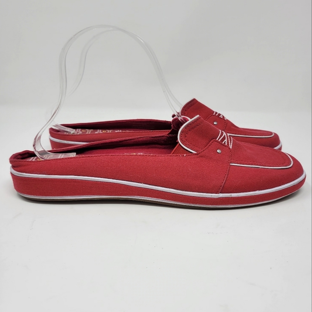 Grasshopper Fabric Slip-on Flats Slide Low Top Closed Toe Sneakers Mules Red 10M